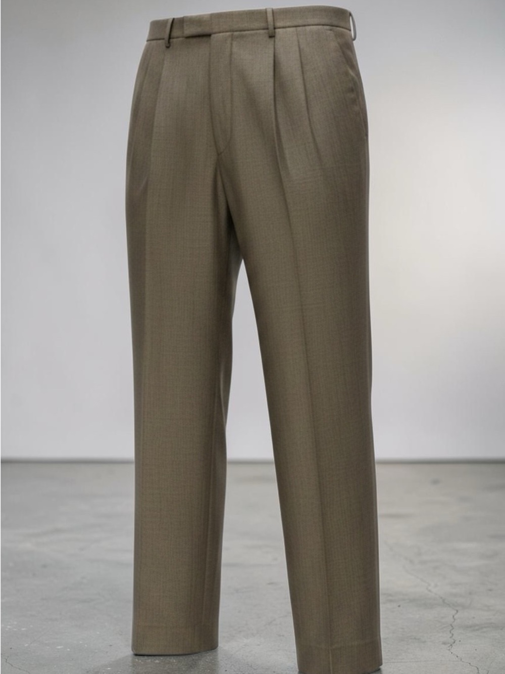 Perry Ellis Olive Brown Pleated Dress Pants